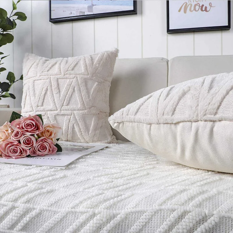 

Nordic Homestay Style Tufted Pillowcase Sofa Cushion Cover Handmade Geometric Tassel Pillowcase