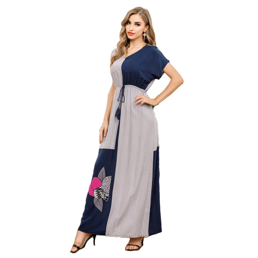 

Женское длинное платье с V-образным вырезом, в европейском стиле