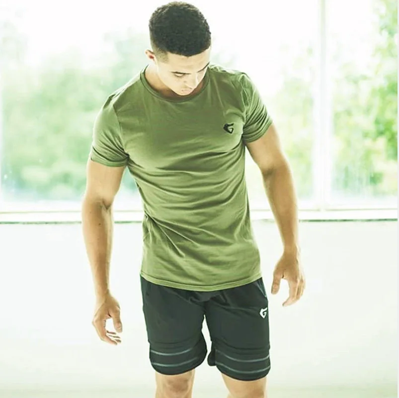 

Muscle Fitness Brothers Summer New Round Neck Sports Fitness Short Sleeve Breathable Leisure Training Men's T-shirt Trend