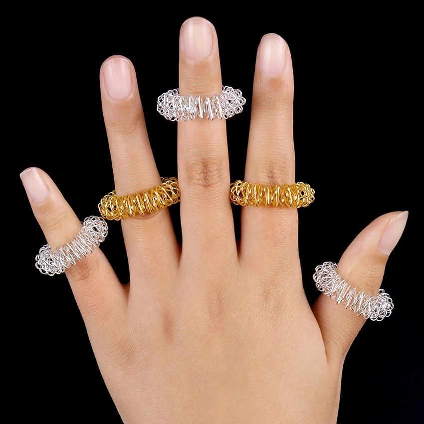 

5 шт., кольцо для массажа пальцев, из нержавеющей стали