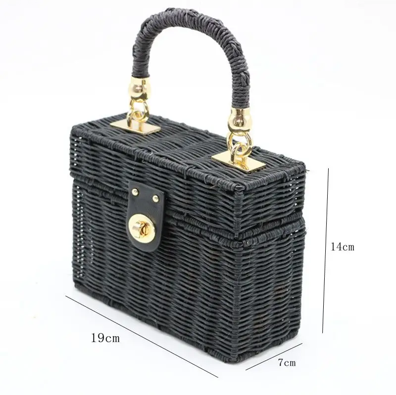 Женская сумка из ткани с металлической пряжкой, черная соломенная сумочка из ротанга, женские диагональные портативные дизайнерские сумки,... от AliExpress RU&CIS NEW