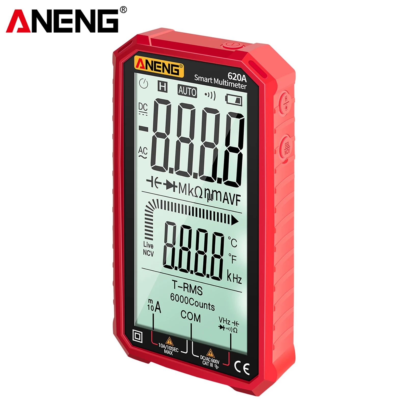 ANENG 620A цифровой Смарт мультиметр-Транзистор тестер 6000 отсчетов True RMS Авто