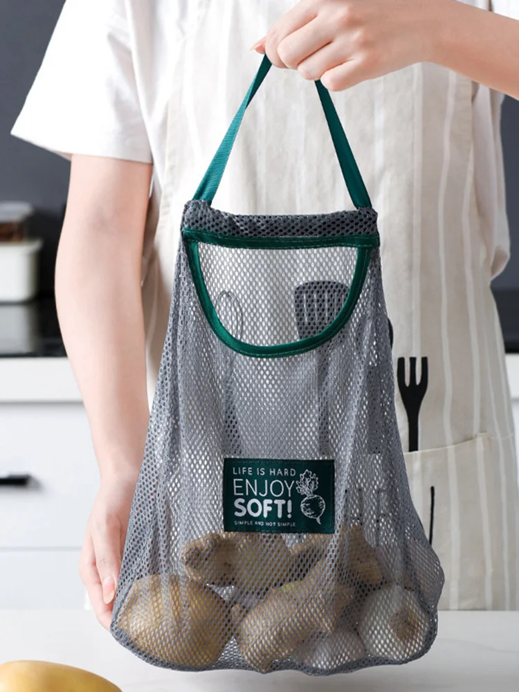 

25x5x27cm Environmental Storage Bag Handbag Foldable Shopping Bags Reusable Folding Grocery Bag Portable Fruit Vegetable Net Bag