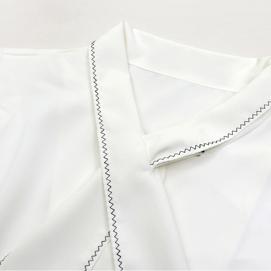 

White Elegant Blouse Women Korean Style Chiffon Shirt Single-Breasted Long Sleeve Bowtie Shirt Top Plus Size OL Blouse Ladies