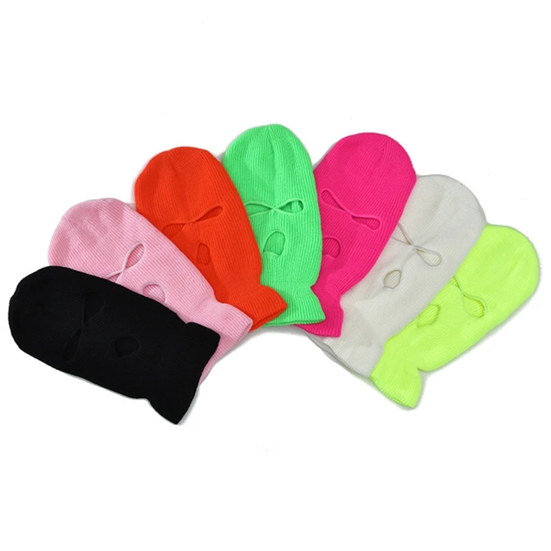 Маска Балаклава для мужчин и женщин неоновая однотонная Вязаная Зимняя Теплая