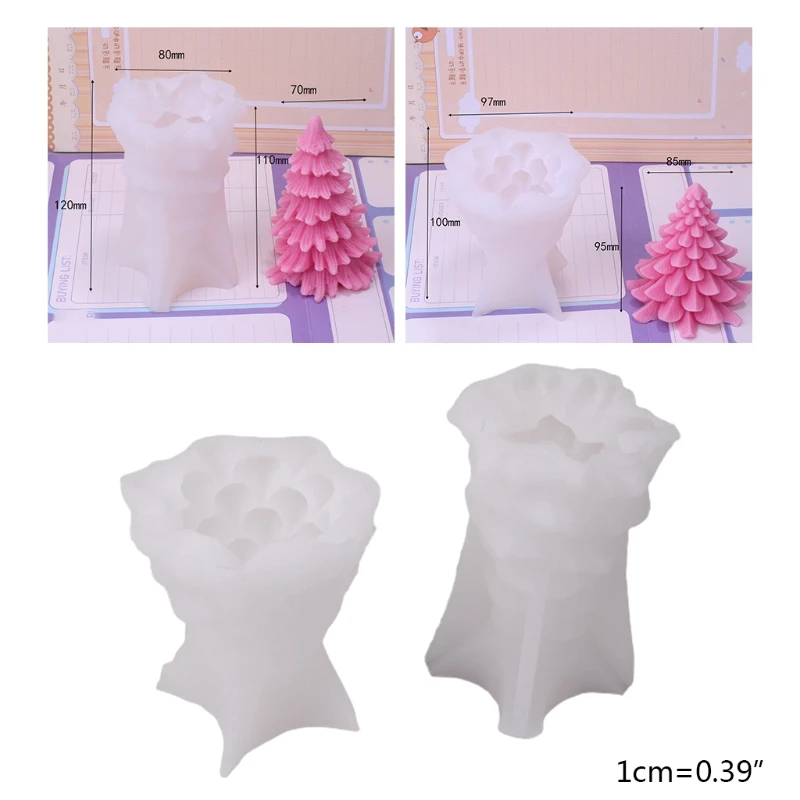 

2 Pcs/Set 3D Christmas Tree Candle Epoxy Resin Mold Aromatherapy Plaster Silicone Mould DIY Crafts Decor Casting Mold