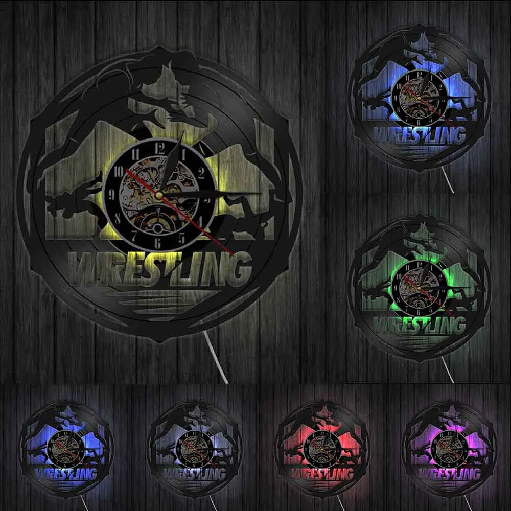 Настенные часы Westlers Grappling с виниловой пластиной боевые наручные для спорта и