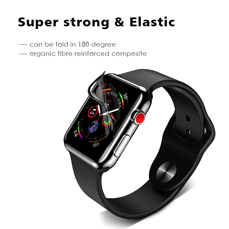 Черная изогнутая защитная пленка для экрана Apple watch 5 4 3 2 1, мягкое покрытие, полное покрытие, iwatch 44 40 38 42 мм, керамическая, устойчивая к царапинам