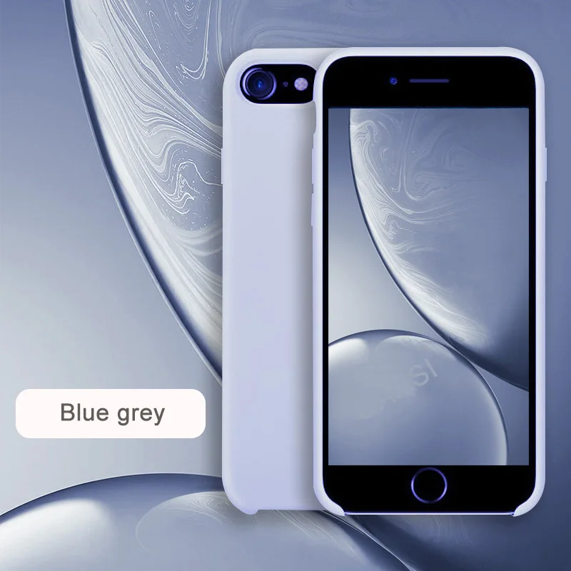 Bule gray Официальный силиконовый чехол для iPhone 11 Pro MAX XR X Xs MAX чехол s для apple iPhone 7 8 Plus 6 6s 5 5S SE чехол с логотипом - Цвет: Bule gray