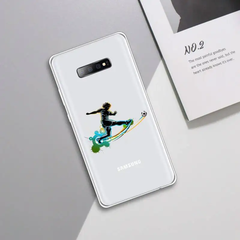 

Fire Football Soccer ball Phone Case Transparent For Samsung Galaxy A 71 21s S note 8 9 10 plus 20 ultra