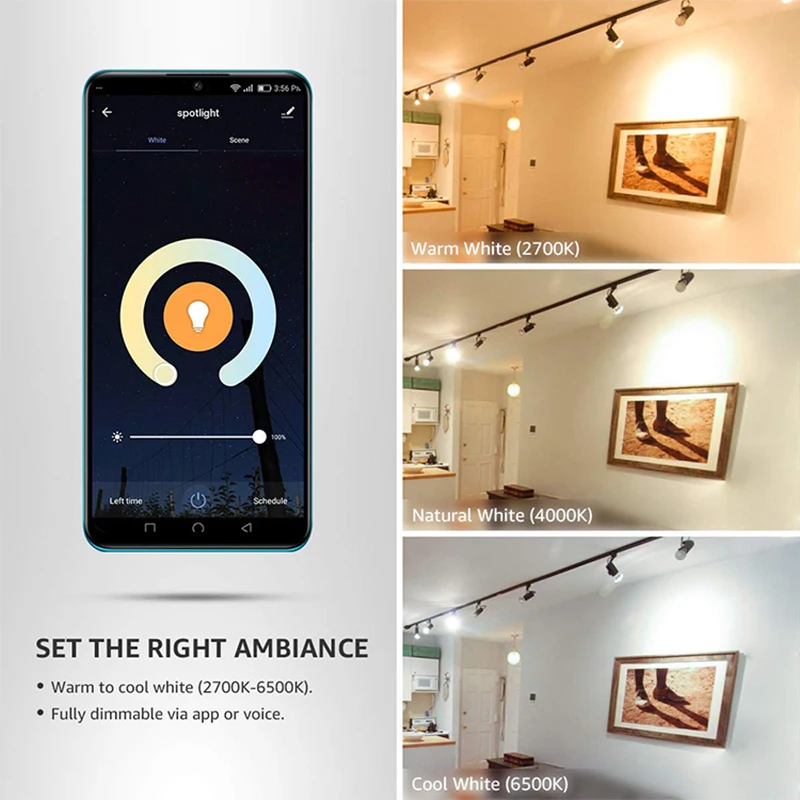 

5W WiFi Smart Light Bulb GU10 LED RGB Lamp Work With Alexa/Google Home 85-265V RGB+CW Dimmable Timer Function Light Bulbs