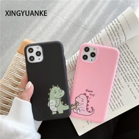 cute couples dinosaur silicone cover for iphone 12 13 mini 11 pro max x xr xs max 7 8 6 6s plus 5 5s se 2020 candy color case