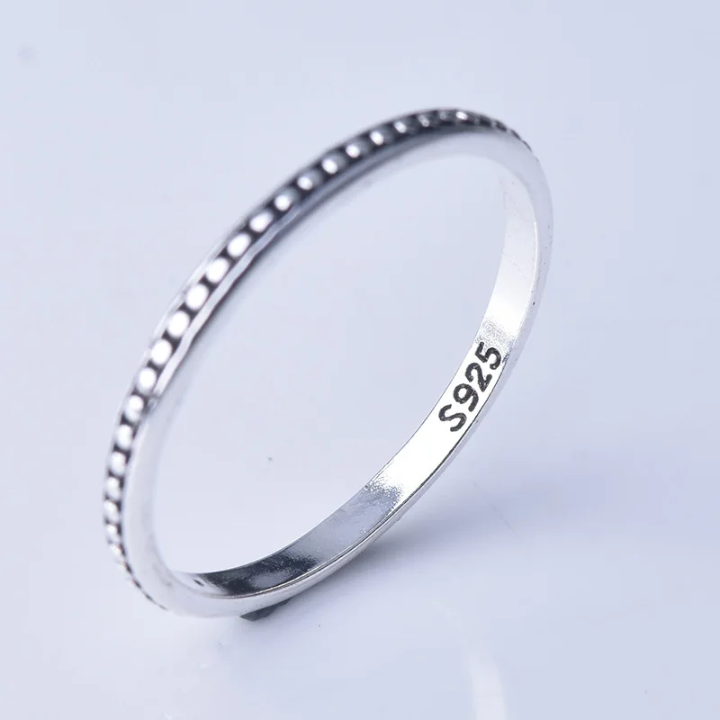 

925 Vintage Dot Thai Silver Black Strap Ring for Women Vintage Jewelry Ring Wholesale
