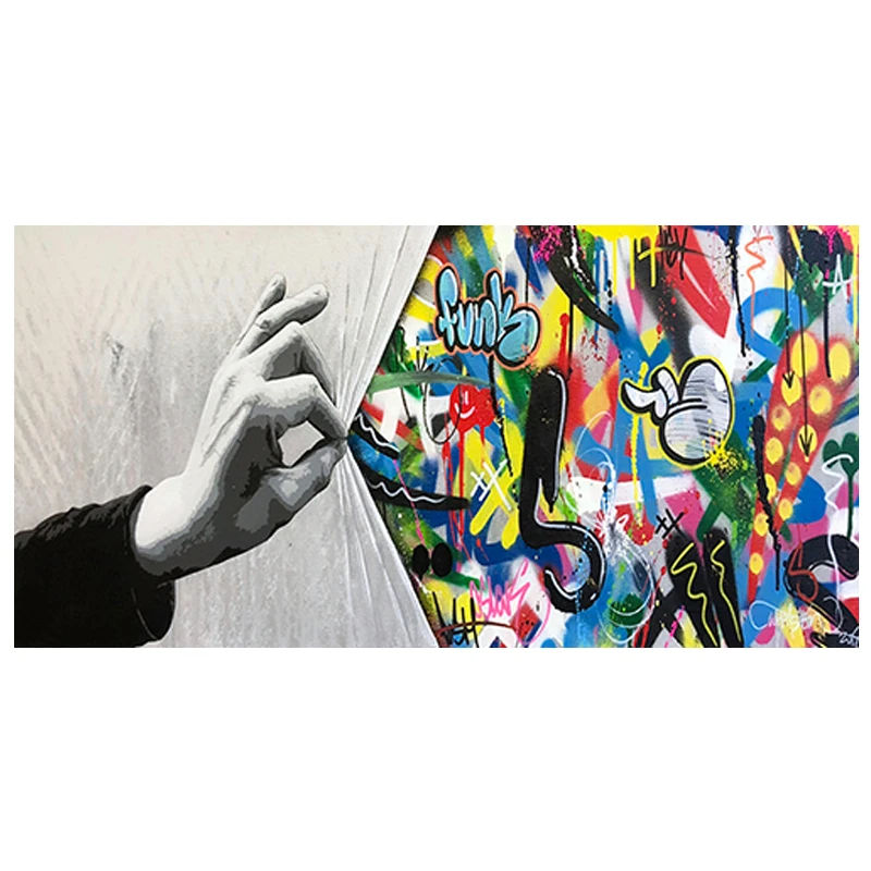 

Graffiti Art Pull Back Gesture Canvas Painting Abstract Street Art Posters and Prints Wall Art Pictures for Living Room Decor