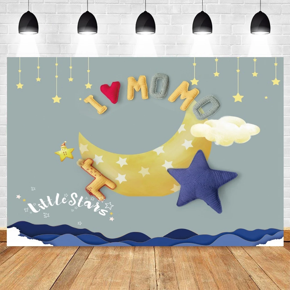 

Newborn Baby Shower 1st Birthday Party Backdrop Star Moon Cloud Photography Background Vinyl Photozone Photophones For Photos