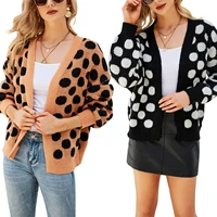 sweater womens autumn polka dot printed v neck long sleeve cardigan street casual cardigan knitted large size sweater jacket
