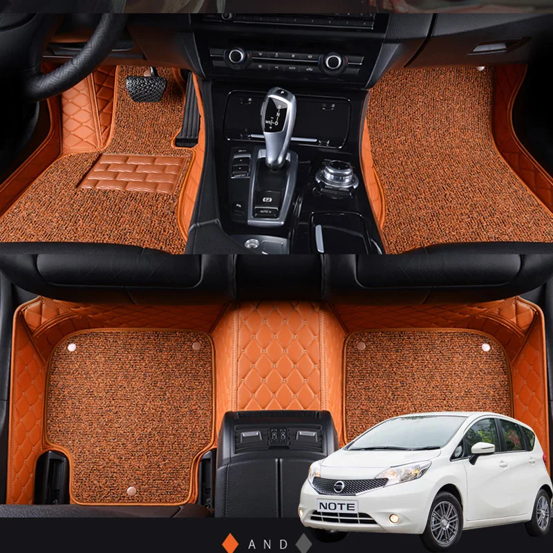 

Double layer Leather 3D interior Parts Customized Car Floor Mats For Nissan Note 2007 2008 2009 Carpets Rugs Pads Accessories