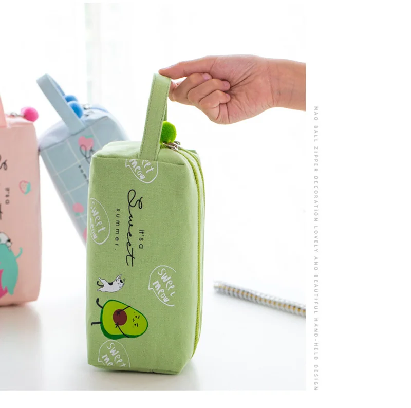 Корейский школьный пенал для девочек и мальчиков карандаш Kawaii коробка для фруктов большой мешок для патронов большой 2 молнии Пенал Канцтовары милый