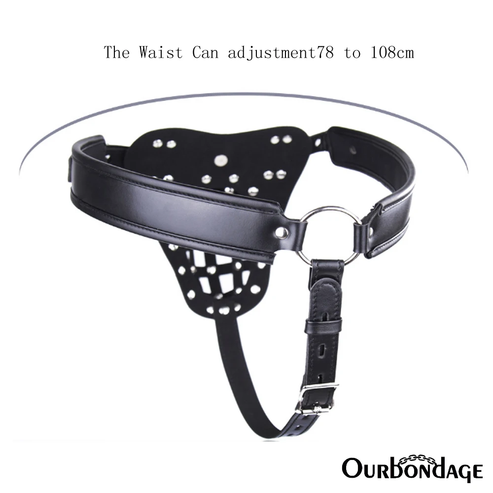 Ourbondage PU Leather Band Grid Strap Male Chastity Belt Shape Cock Cage BDSM Bondage Penis Lock Sex Toys For Men Gay | Красота и