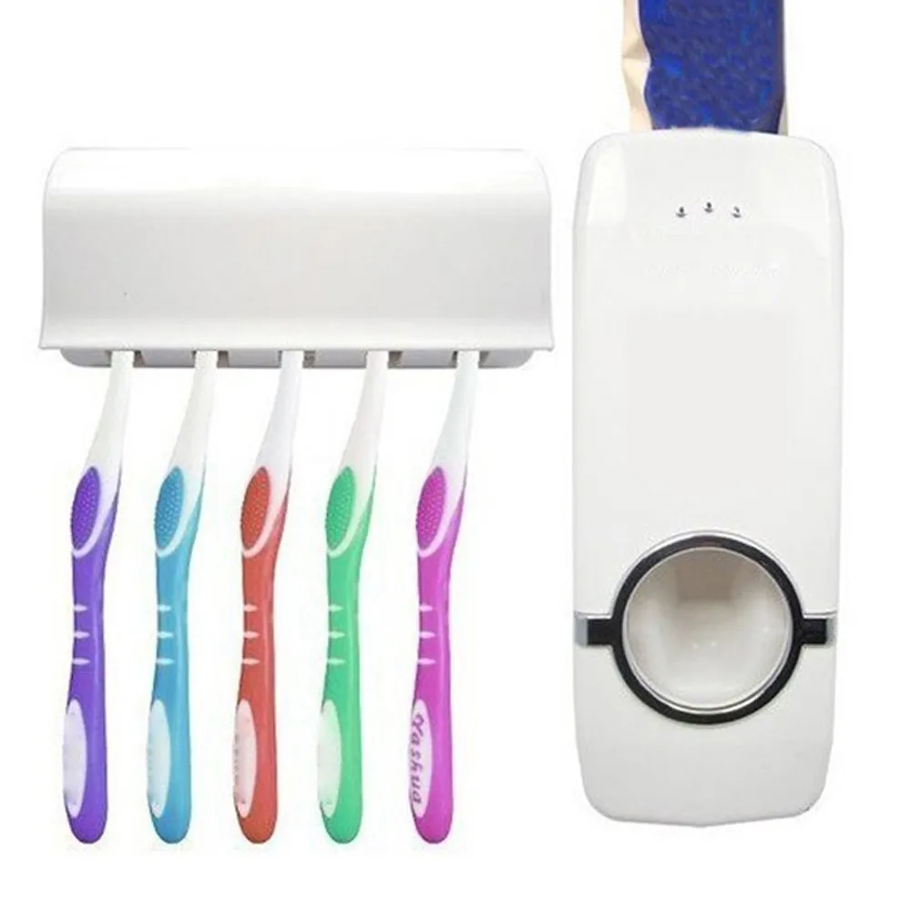 Bathroom Accessories Toothbrush Holder Home Auto Automatic Toothpaste Dispenser Set Wall Mount Stand accessori | Дом и сад