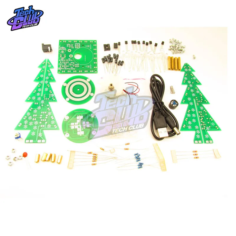 Вращающийся красочная Музыкальная Рождественская елка DIY модуль комплект