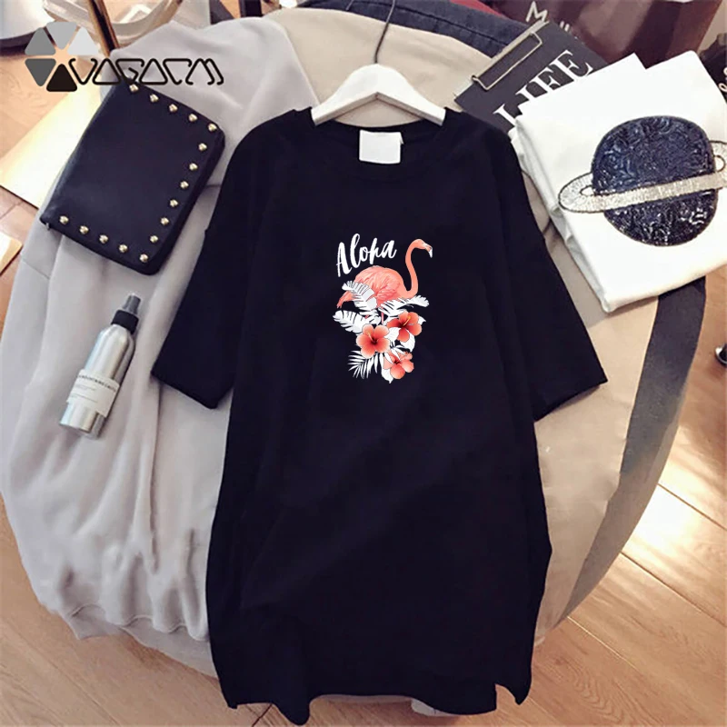 Летние женские платья Фламинго цветочный принт одежда романтическая Свободная