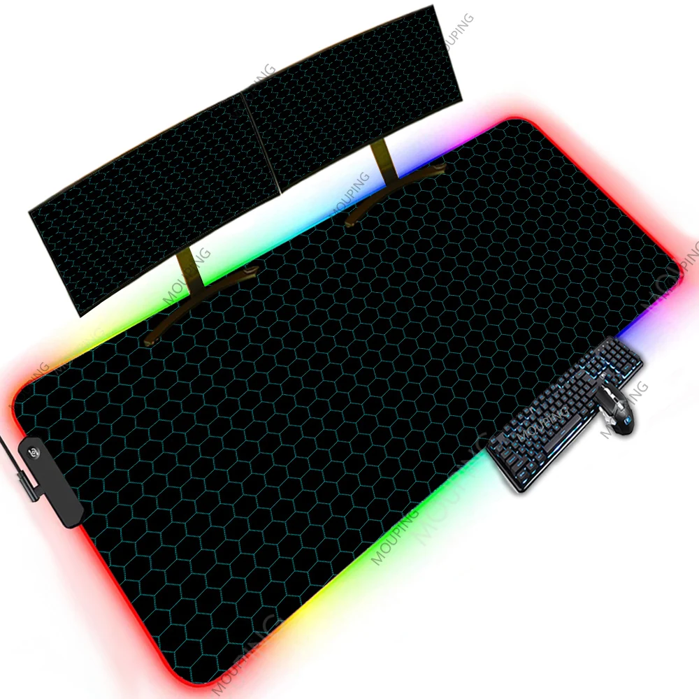 

Backlit Mat 120x60 Rgb Mouse Pad Led 1000x500 Desk Mat Extra Large Mousepad Pc Mats Honeycomb Gaming Accessories Extended Pad