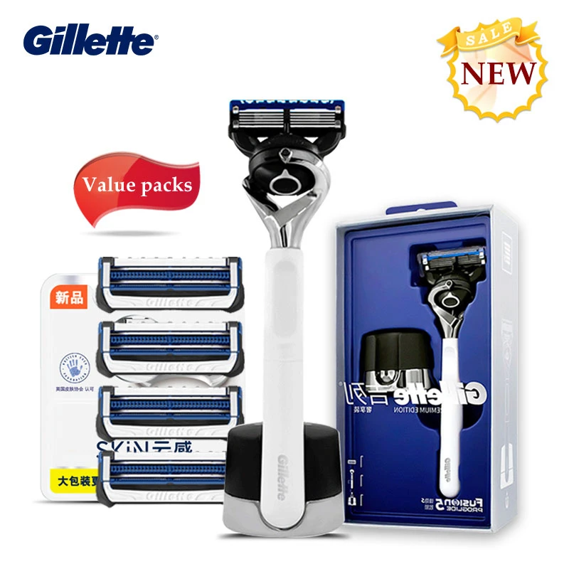 

Бритвенные кассеты Gillette Fusion для мужчин, 5 слоев кожи, Хромированная Подставка для бритья, Сменные бритвенные кассеты