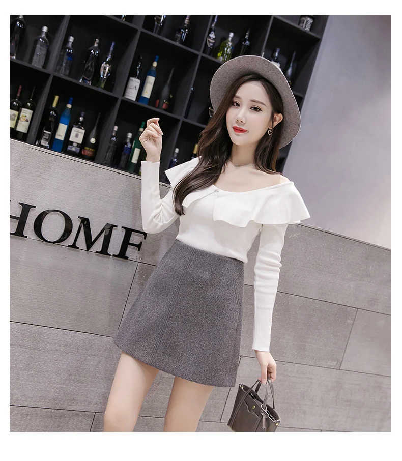 Корейская версия шерстяной юбки с высокой талией женская осенняя и зимняя новая