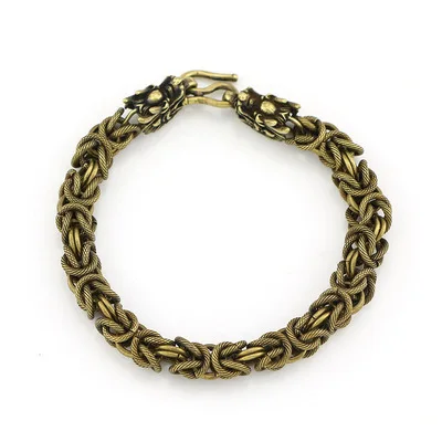 

Retro Bronze Dragon Head Bracelet European And American Men and Women Trendy Cool Domineering Metal Bracelet Hip Hop