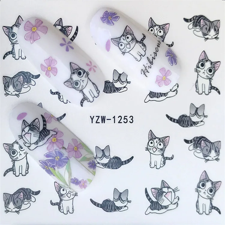 

Nail Art Sticker Cartoon Animal Cat Flower Nail Art Paper Decoration Trimming Nail Tattoo Creative Design Watermark Applique