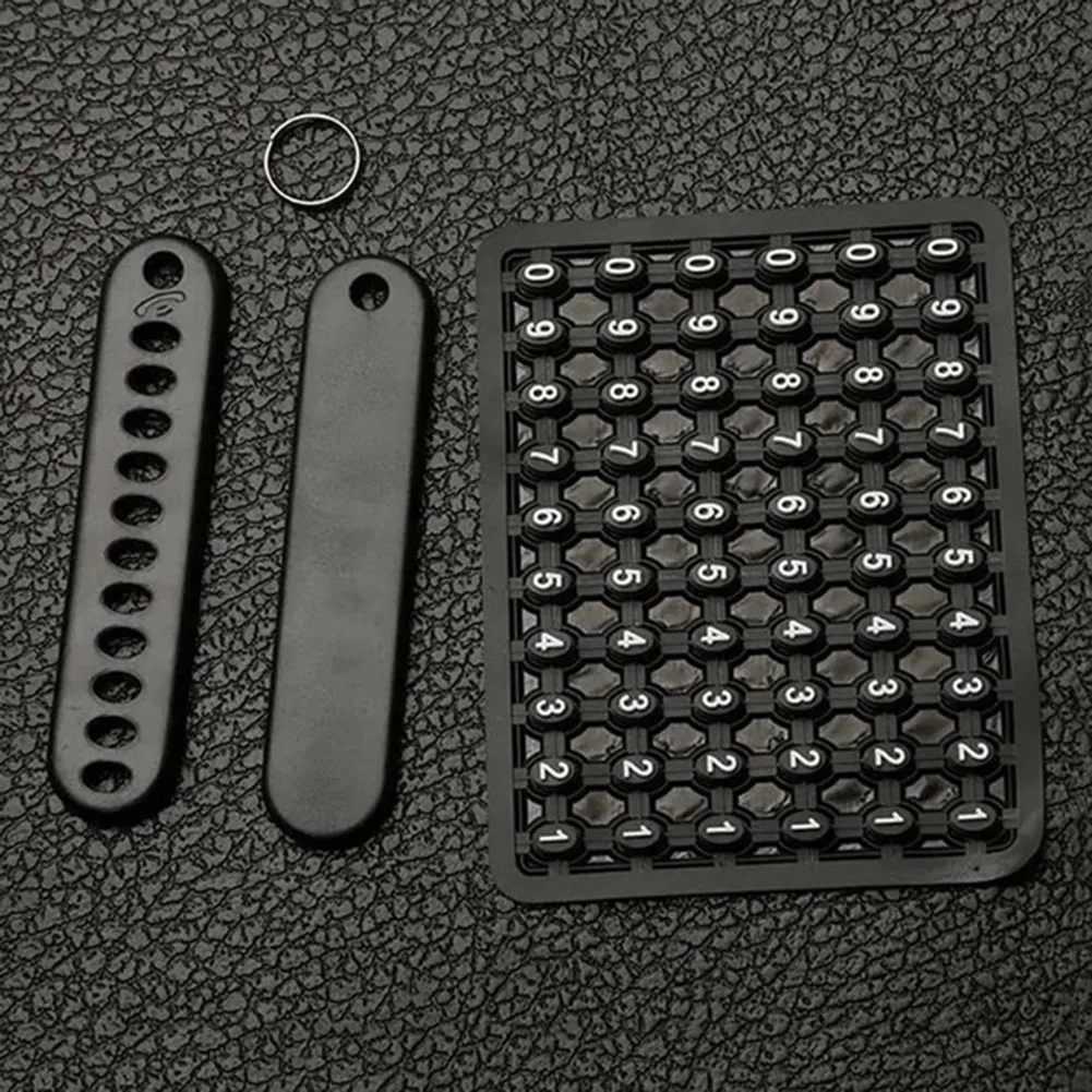 

1 Pcs Car Anti-Lost Plastic Phone Number Plat Key Chain Woven Leather Cord E Keychain DIY Universal Car Interior Accessories