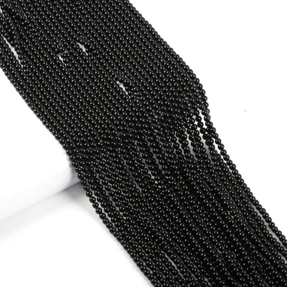 

Wholesale Natural Stone Bead Black Agates Round Punch Bead for Women Jewelry Making DIY Necklace Bracelet Supplies