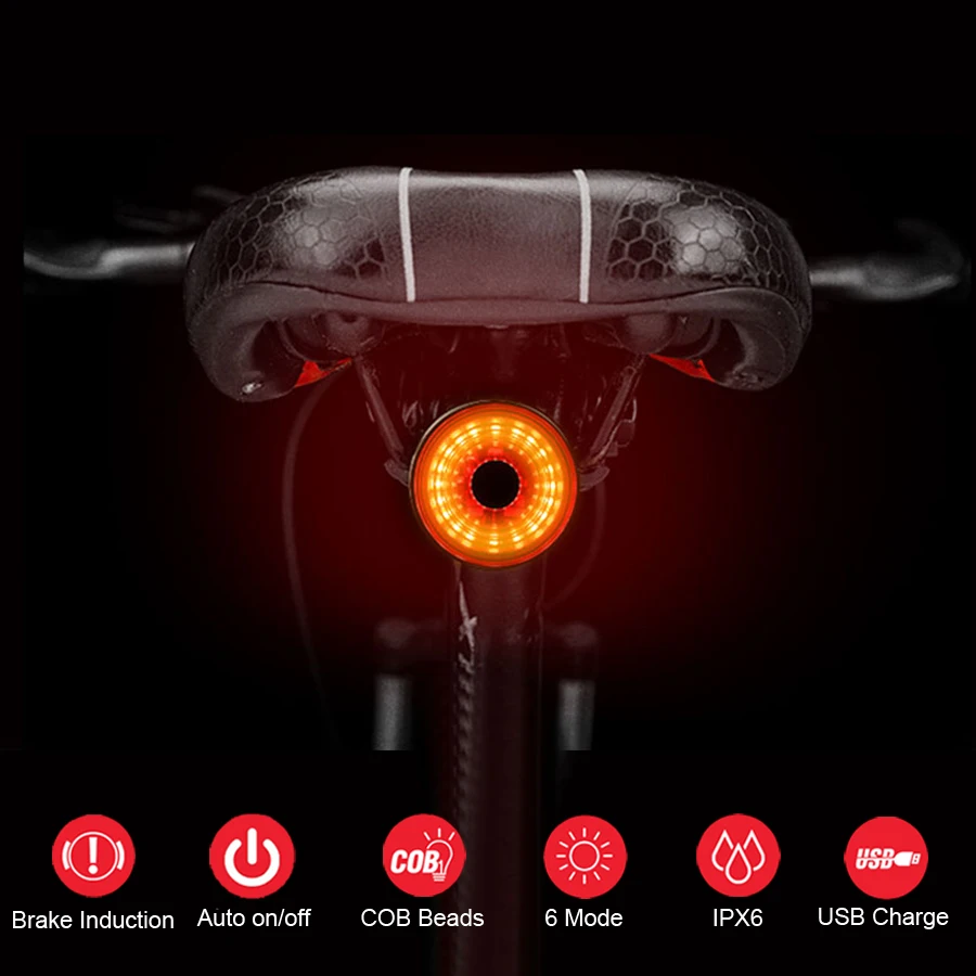 

Bicycle Rear Light Smart Induction Tail Light USB Chargeable IPX6 Bike Light Night Riding Road MTB Taillight Cycling Accessories