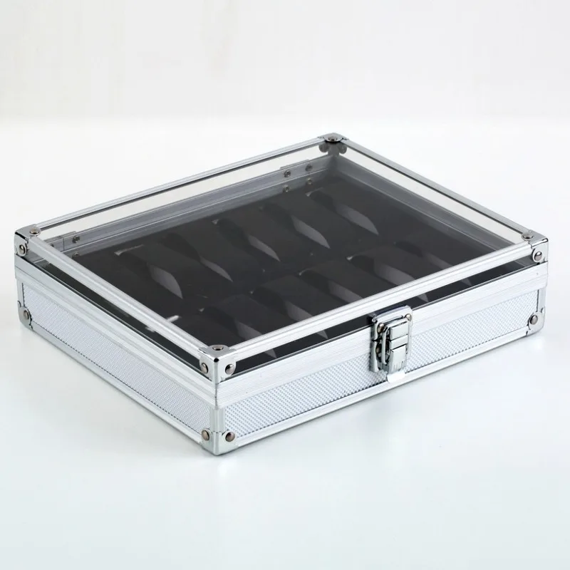 

Fashion Metal Case with 12 Grid Slots Display Case for Wristwatch Organizer Watch Case Jewelry Box WJ11