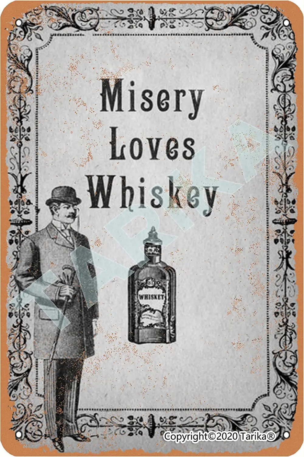 

Misery Loves Whiskey 20X30Inch Tin Vintage Look Decoration Crafts Sign for Home Kitchen Bathroom