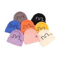 woolen hat womens autumn and winter new simple and cute cartoon bear knitted hat japanese winter student warm hat