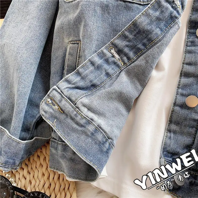 

Oversized Jean Jacket Women Spring Fall Streetwear Vintage Loose Denim Jacket Casual Patchwork Jean Coat Chaquetas Para Mujer