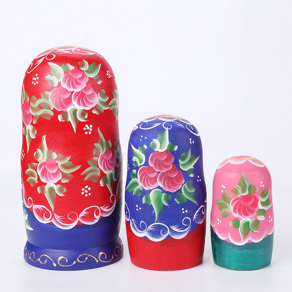 

7-Layers Wooden Matryoshka Dolls Toys Handmade Flower Painted Russian Nesting Dolls for Children Wooden Crafts Toys Home Decor