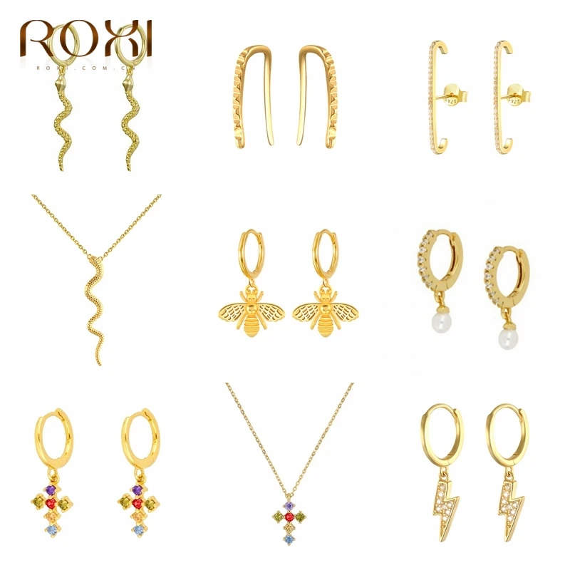 ROXI медный со змеиным рисунком Пчелы серьги-кольца с крестиком для женщин обувь