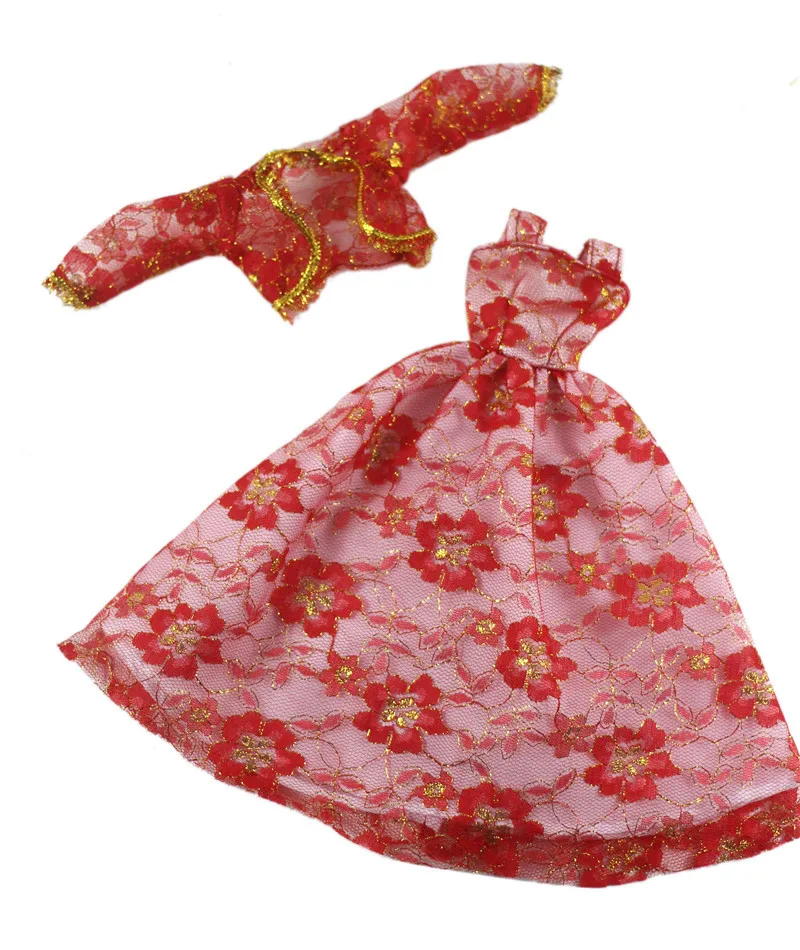 

Chinese New Year Red Dress Outfit Suit Sets for Barbie BJD FR SD Doll Clothes Role Play Accessories Toys for Girl