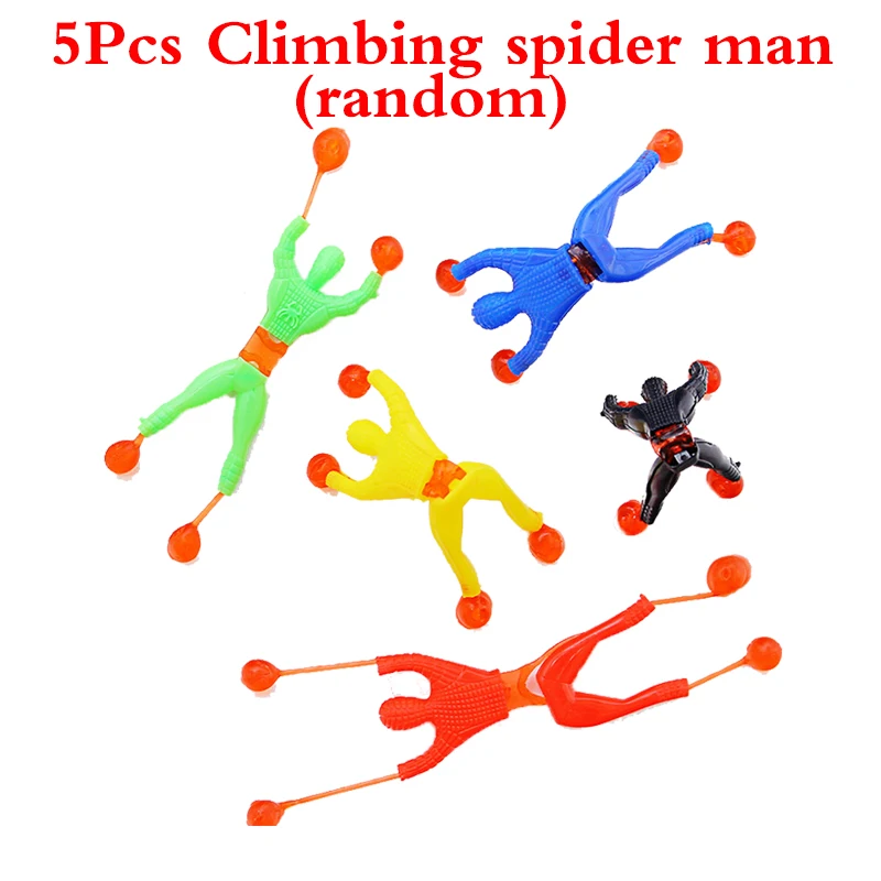 5Climbing spider man 5 шт. Забавный прыжок эльф игрушка весна человек липкий человек паук скалолазание стены Супермен Подарки для детей LXX - Цвет: 5Climbing spider man