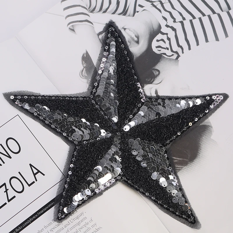 20x20 см Большой блесток вышитый звезда патч аппликация для одежды свитер значки