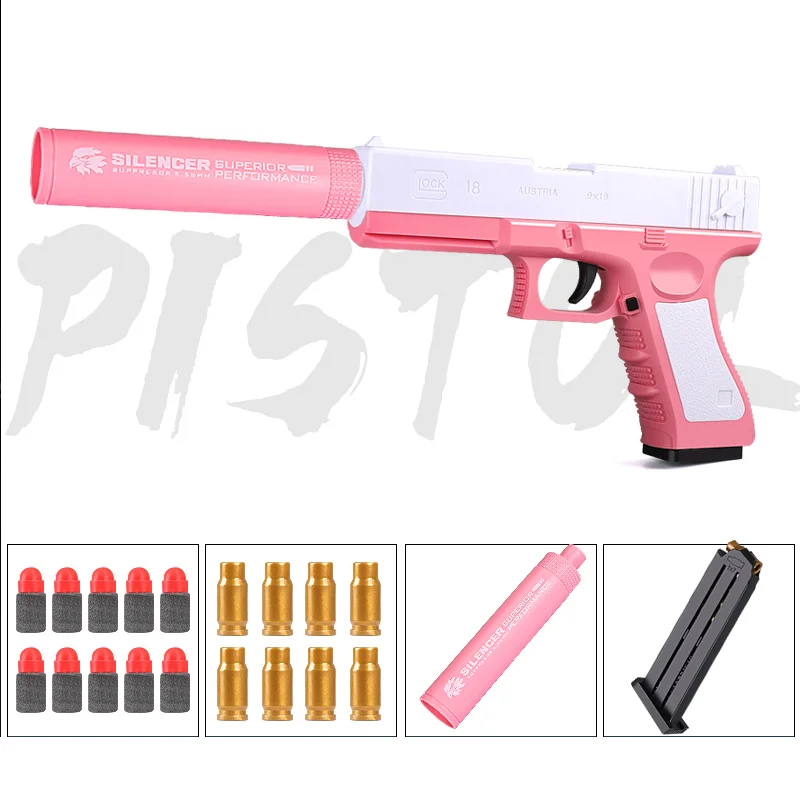 

4 Style Outdoor Party Pistol Glock Toys Gun Ejection Handgun Toy Soft Darts Bullets Airsoft Boys Outdoor Sports Fun Shooting