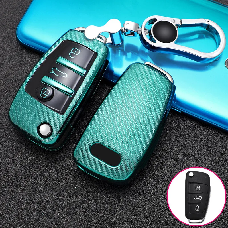 

Auto Car Styling Soft TPU Key Case For Audi A1 A3 A4 A5 Q7 A6 C5 C6 A5 Q5 8V Car Holder Shell Remote Cover Car-Styling keychain