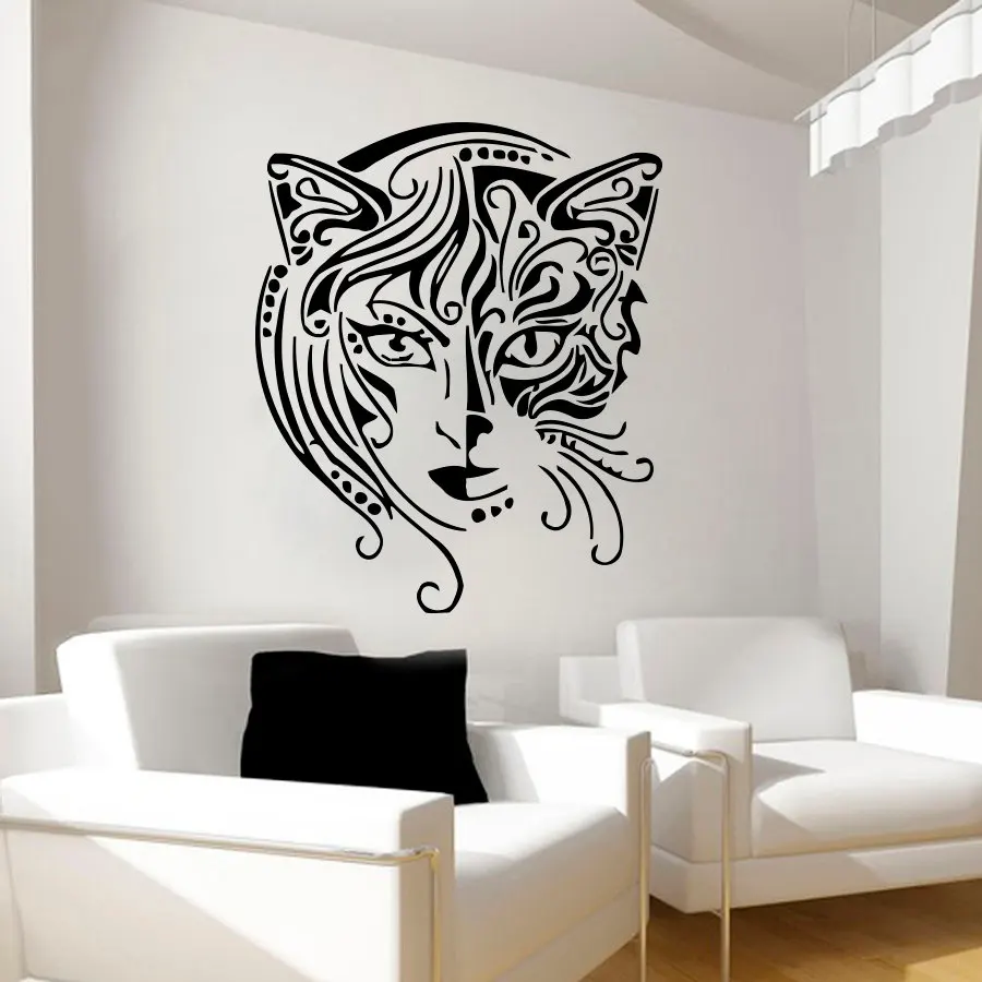 

Creative Design Home Decor Cat Women Wall Sticker Living Room Removable Art Vinyl Wall Decal Black