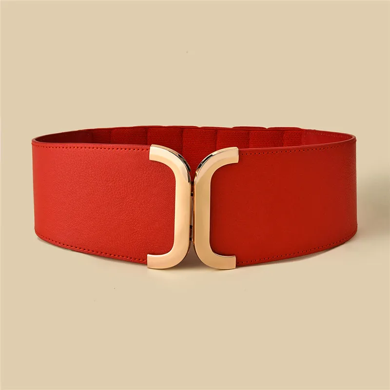 Широкий женский пояс с пряжкой эластичный широкий золотой ремень украшение для