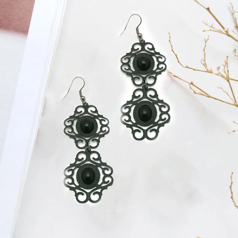 Dandie черные акриловые бусины серьги ручной работы полые модные элегантные