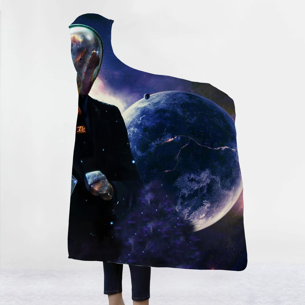Одеяло с капюшоном Cosmic Galaxy, утепленный плащ из микрофибры, волшебная Сиеста, семейная одежда, одеяло для детей, Прямая поставка