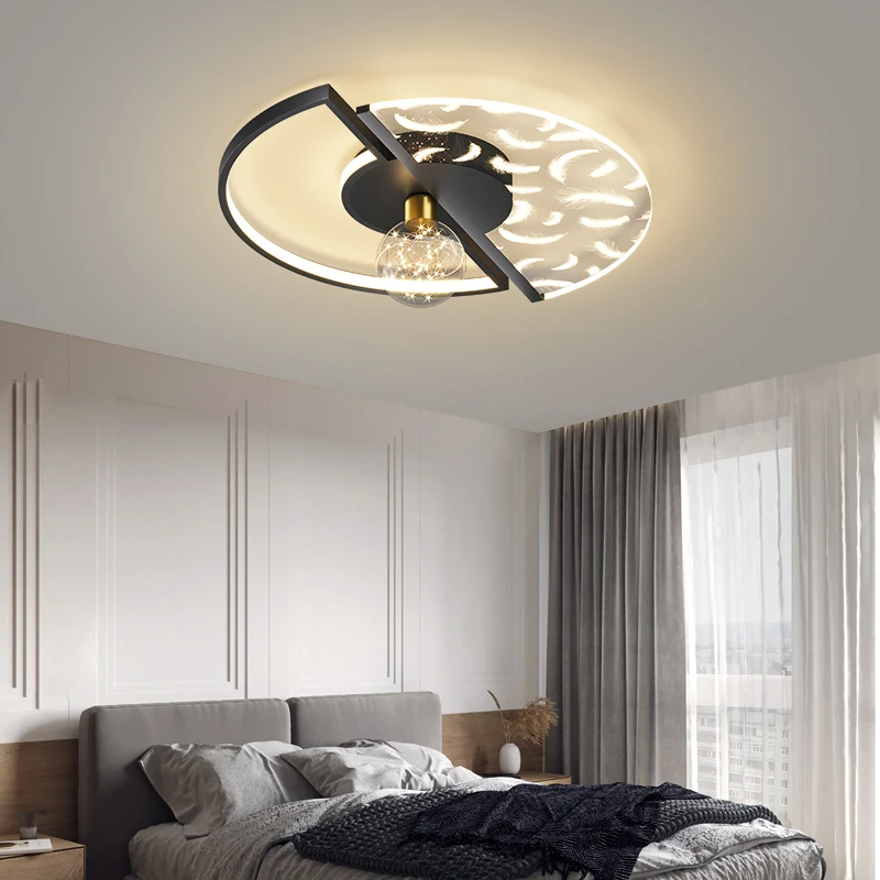 

Minimalist Ceiling Light Black Gold LED Lamp Lustres Bedroom Living Room Round Decoration Fixture Indoor Home Simple Luminaire